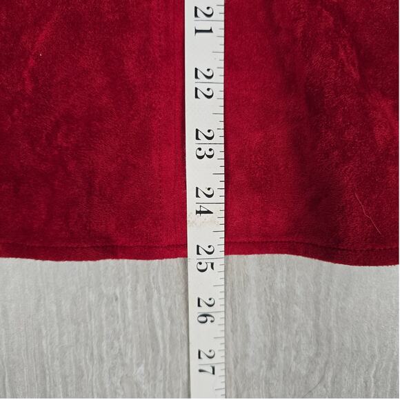 Tuckernuck Easton Faux Suede Blouse Size Medium Red V Neck Puff Sleeve - Picture 5 of 7